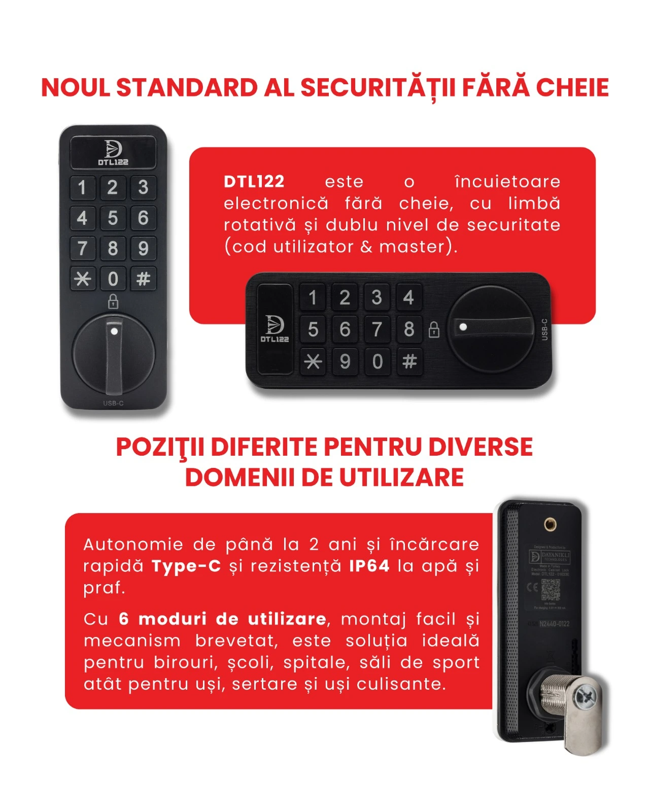 Incuietoare electronica verticala D122